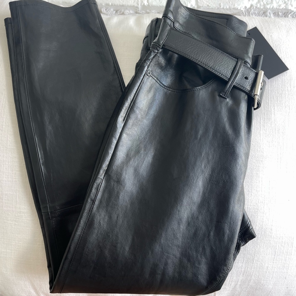 RtA belted leather straight trousers cropped - Picture 8 of 8